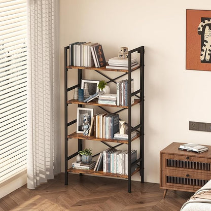 Homeiju Folding Bookshelf, 4 Tier Bookcase Foldable Shelf - Image 5