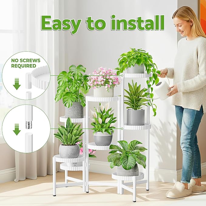 8 Tier Plant Stand Indoor Outdoor, Corner Tiered Fladable Plant Stands - Image 6