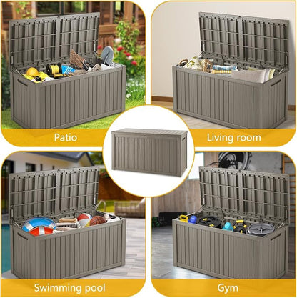 150 Gallon Deck Box, Resin Outdoor Indoor Waterproof Storage Box, Lockable - Image 8