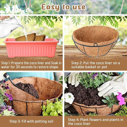 3 Pack 20 Inch Hanging Basket Coco Liners Replacement, 100% Natural Round - Image 4