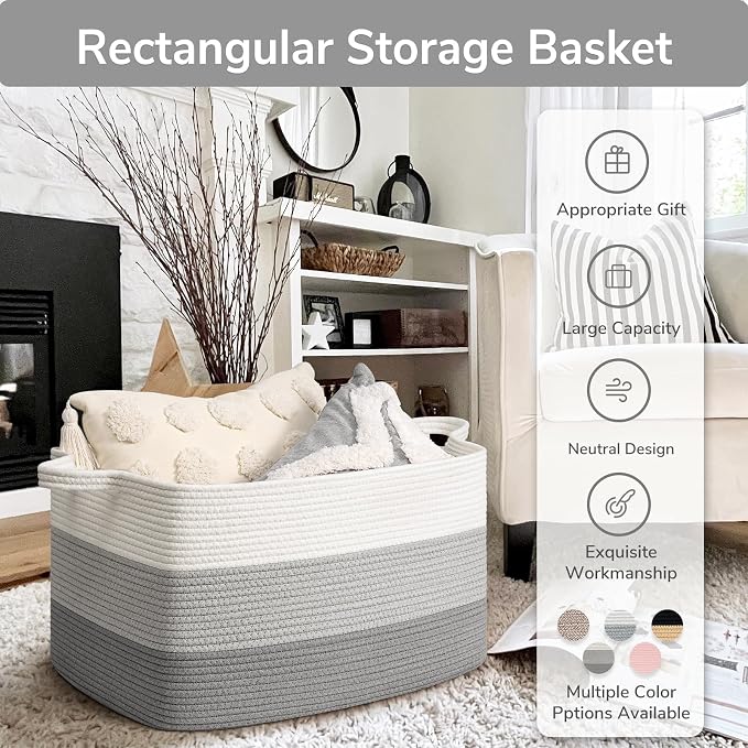 Goodpick Storage Basket, 21.6" x 14.9" x 11.8", Blanket Basket - Image 7