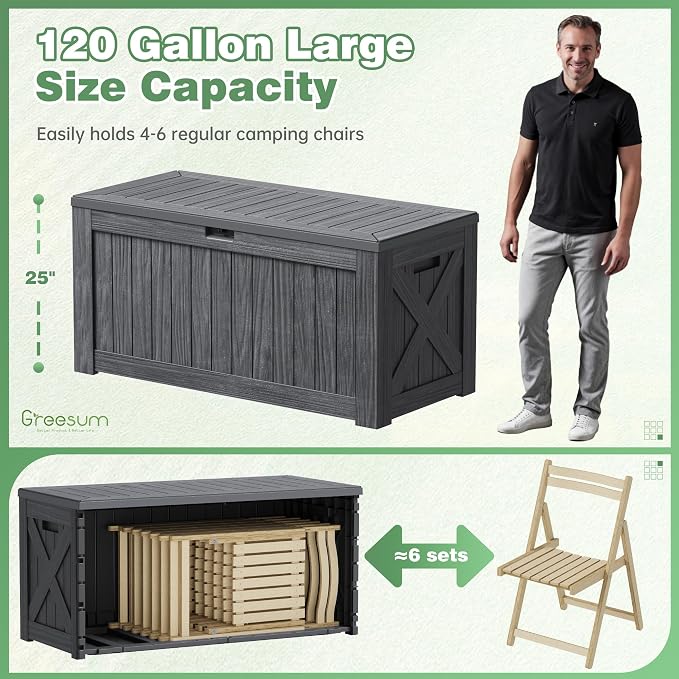Greesum Outdoor Storage Box 120 Gallon Storage Bin - Image 4