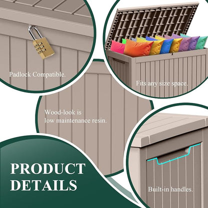 230 Gallon Resin Large Deck Box, Waterproof Outdoor Storage box - Image 7