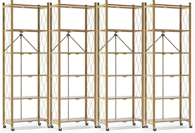 ALANNG 73.6 Inch Folding Bookshelf, 6 Tier Metal Bookcase and Bookshelves | by ALANNG
