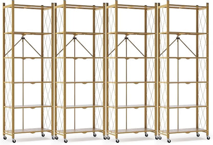 ALANNG 73.6 Inch Folding Bookshelf, 6 Tier Metal Bookcase and Bookshelves | by ALANNG
