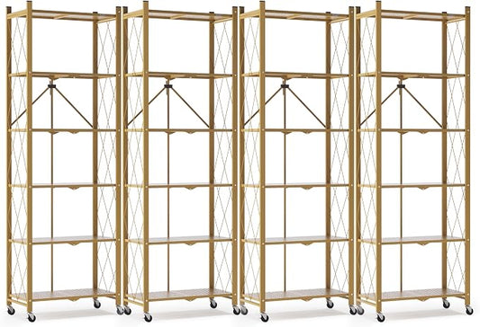 ALANNG 73.6 Inch Folding Bookshelf, 6 Tier Metal Bookcase and Bookshelves | by ALANNG