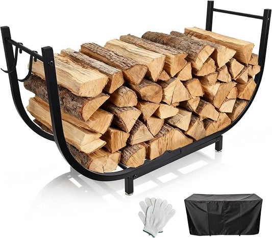 Firewood Rack Outdoor w Thicken Cover, 35 Inch Indoor Firewood Rack by Unknown