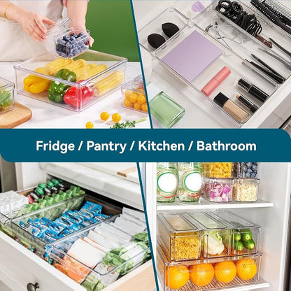 10 Pack Clear Fridge Organizer, Stackable Refrigerator Organizer Bins - Image 6