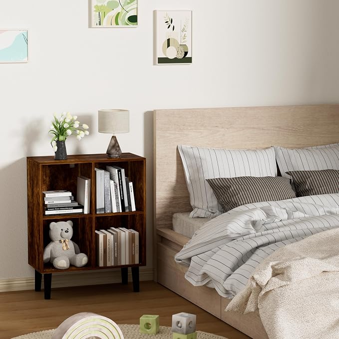 4 Cube Bookcase, Wooden Book Shelf Cube Storage Organizer - Image 7