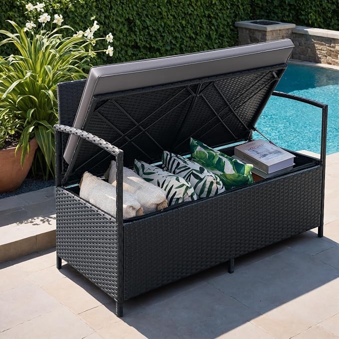 Greesum Patio Loveseat PE Rattan Wicker Outdoor Furniture - Image 4