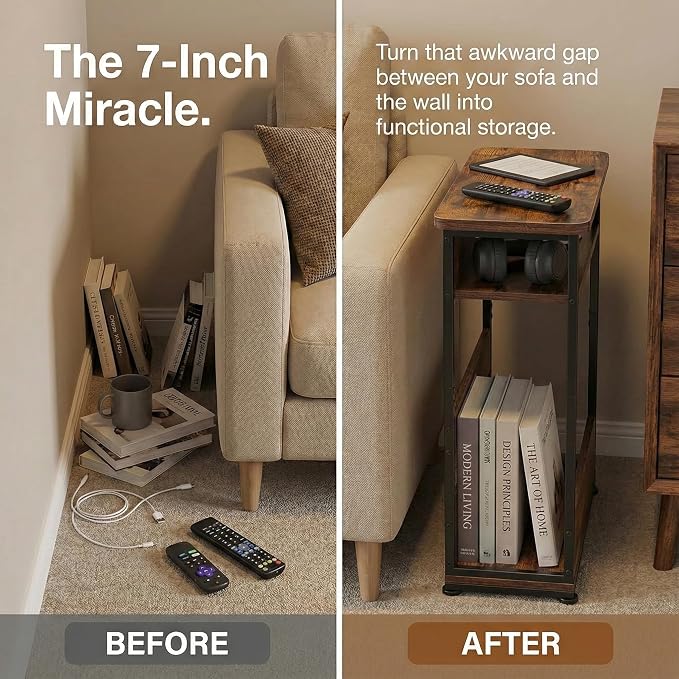 Narrow Side Table, 3-Tier Slim End Table - Image 5