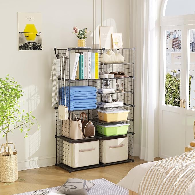 C&AHOME Wire Cube Storage Unit, Interlocking Metal Wire - Image 2