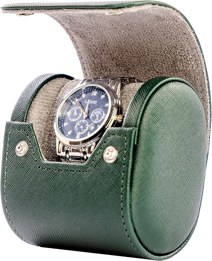 MR.OKAY Single Watch Travel Case -Classic Leather Watch Case by MR.OKAY