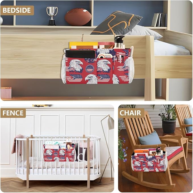 American Flag Bald Eagle Red Bedside Caddy - Image 8