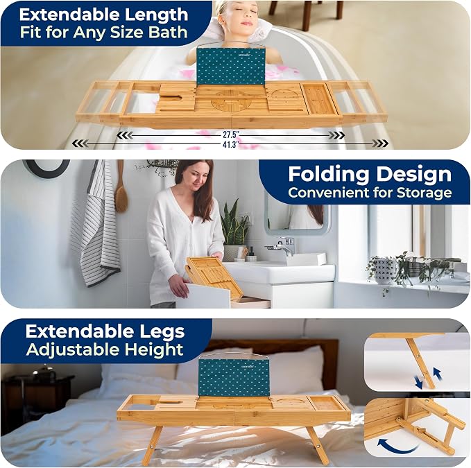 SereneLife 2 in 1 Bed and Bath Tray - Image 3