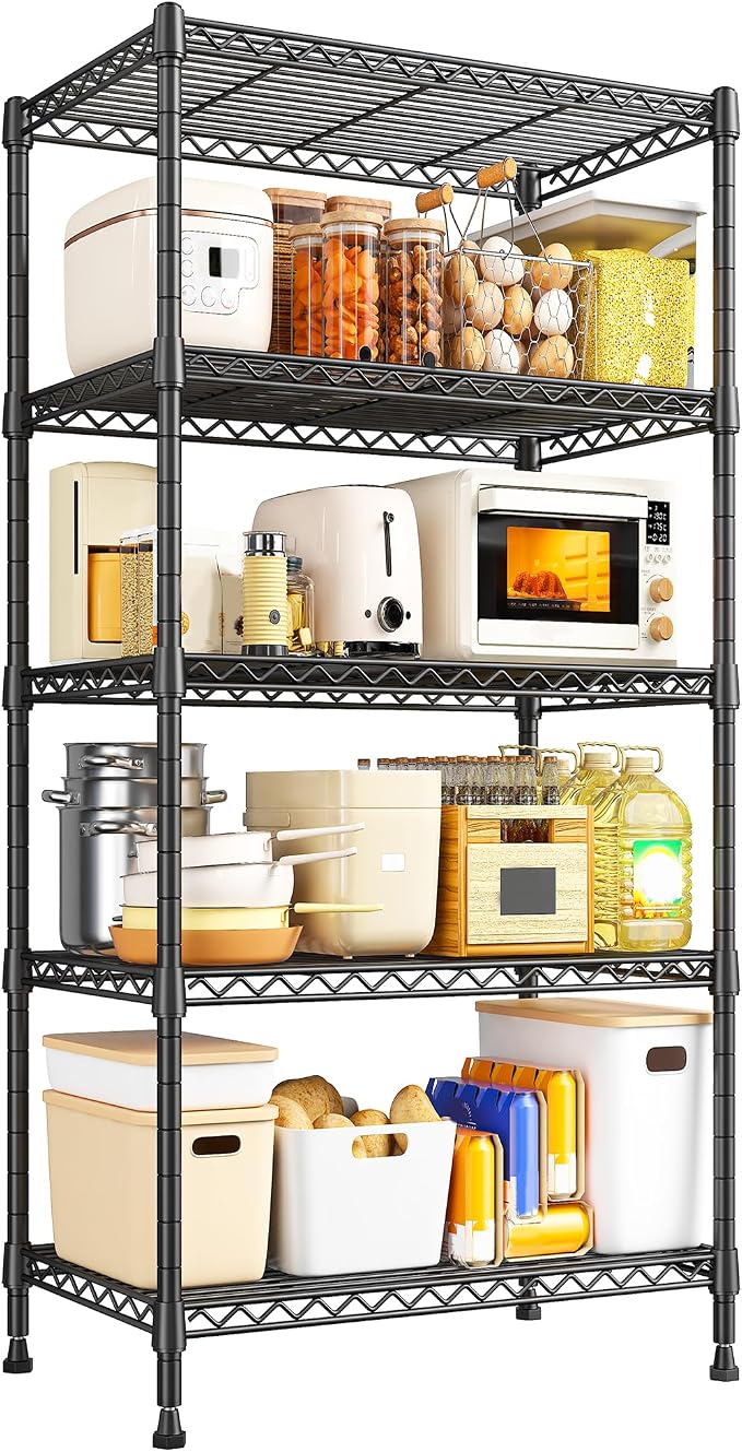 REIBII Metal Shelving 5 Tier Wire Sturdy Storage Shelves Adjustable Steel - Image 7