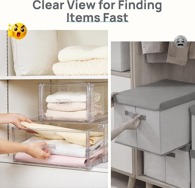 Vtopmart 2 Pack Large Clear Stackable Storage Drawers 23QT, Easily Assemble - Image 8