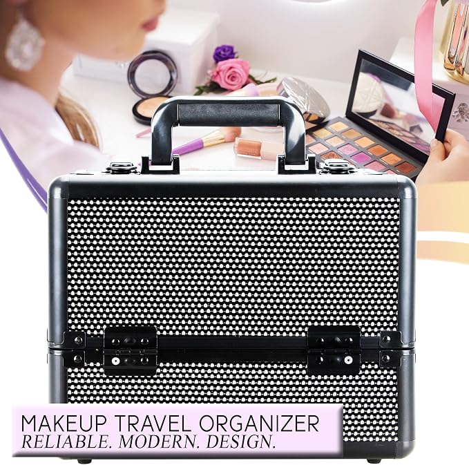 Ver Beauty Cosmetic Train Makeup Case Organizer Storage Extendable Trays Keys - Image 2