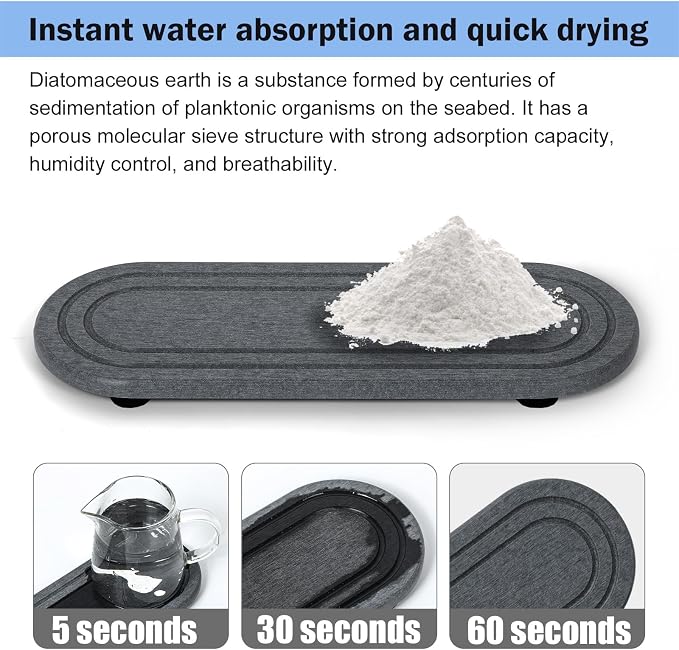 2PCS Water Absorbing Stone Tray, Fast Drying Diatomite Stone Sink Tray - Image 4