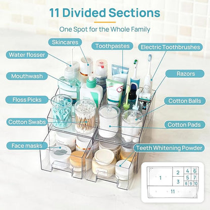 Vtopmart 7 PCS Bathroom Countertop Organizer, 1 Divided Tray - Image 3