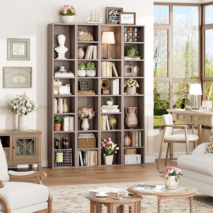 FOTOSOK Bookshelf Bookcase 8-Tier Narrow Bookshelf Tall CD Media Tower Rack | - Image 4