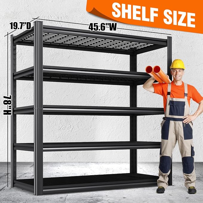 Storage Shelves, Adjustable Shelving Unit, 5T Metal Garage Shelving, Heavy Duty - Image 2