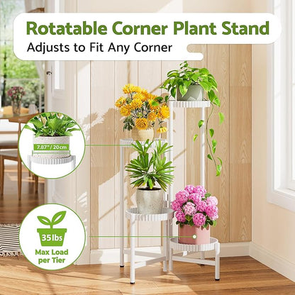 Metal Corner Plant Stand Indoor Outdoor, 4 Tier Tall Flower Pot Holder Potted - Image 2