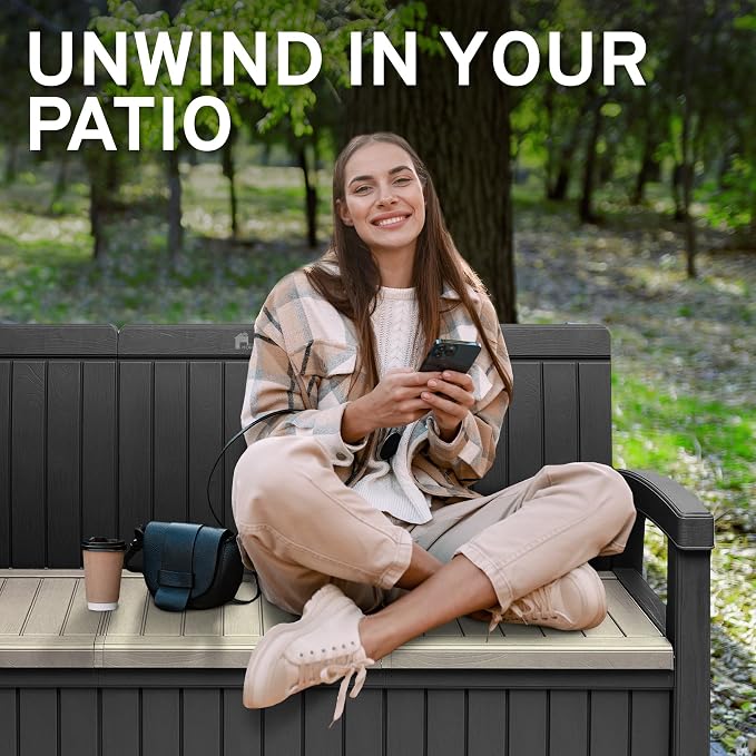 EconoHome 3 Seat Outdoor Storage Bench - Image 6
