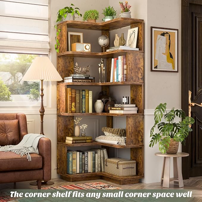 Armocity Corner Book Shelf, 6-Shelf L Shaped Corner Bookshelf - Image 5