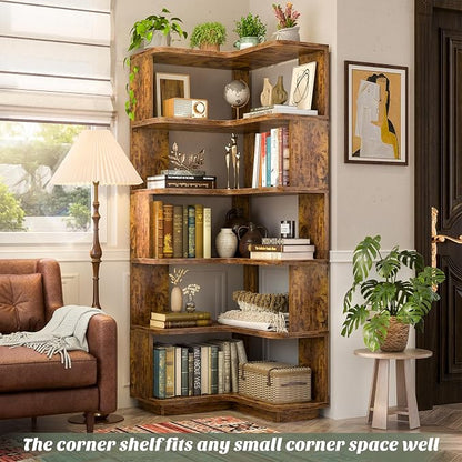 Armocity Corner Book Shelf, 6-Shelf L Shaped Corner Bookshelf - Image 5