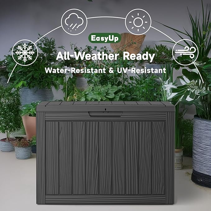 EasyUp 55 Gallon Deck Boxes Outdoor Waterproof, Resin Outside Storage Box - Image 4