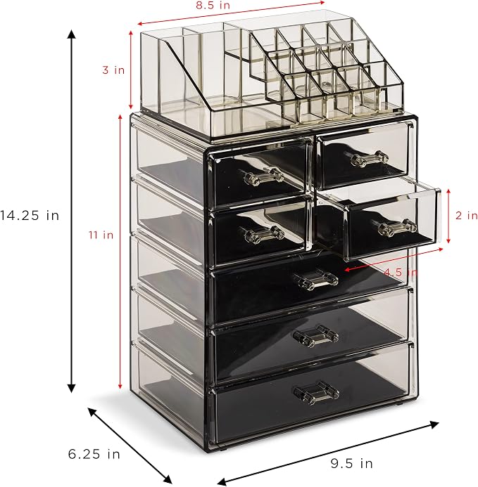 Sorbus Acrylic Makeup Organizer Set, 7-Drawer Vanity & Countertop Cosmetic - Image 4