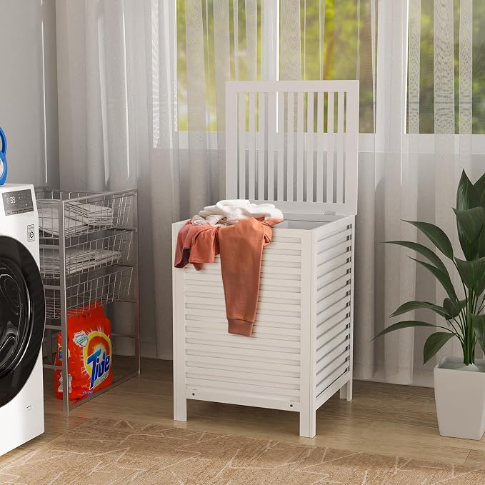 VASMIA Laundry Hamper with Lid, 90L Bamboo Large Laundry Basket with Removable - Image 2