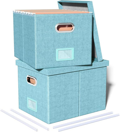 2 Pack File Storage Organizer Box, Filing Box, Portable File Box by Oterri