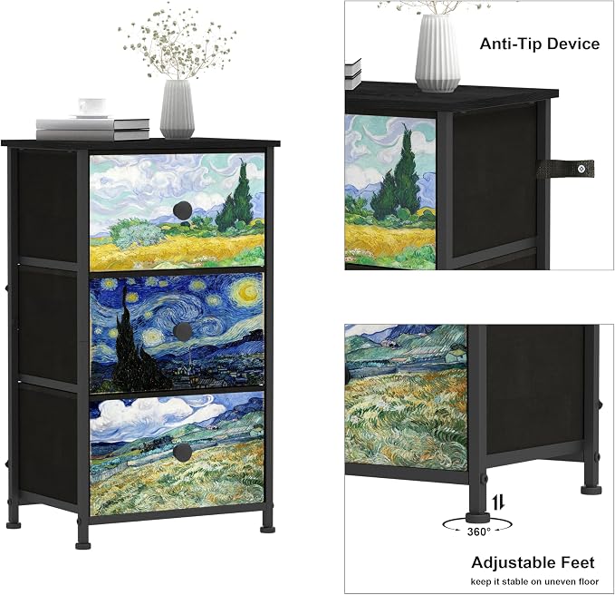 Dresser with 3 Drawers Van Gogh Drawer Dresser - Image 4