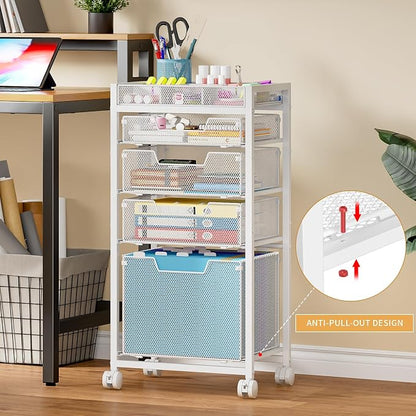 Rolling File Cart with 4 Storage Drawers, Under Desk Filing Cabinet with DIY - Image 4