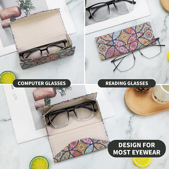 Foldable Glasses Case, Magnetic PU Leahter Sunglasses Case, Cute Hard Shell - Image 2