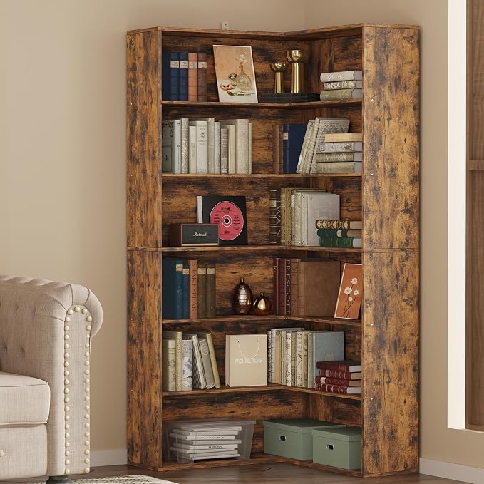 ANCTOR Corner Bookshelf, 6 Tiers Corner Bookcases by ANCTOR