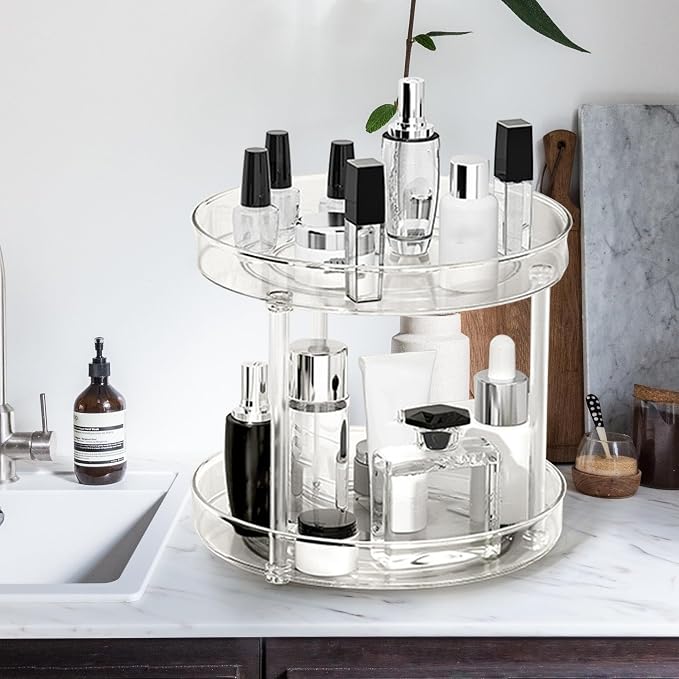 360° Rotating Makeup Organizer, Adjustable Spinning Cosmetic Carousel - Image 5