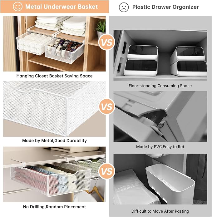 2 Pack Closet Pull-Out Baskets Organizer, - Image 6