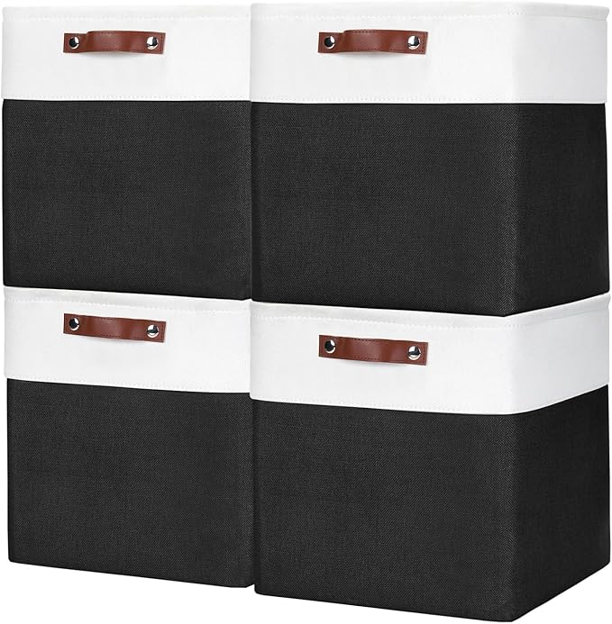13x13 Cube Storage Bins, Collapsible Fabric Storage Box, 4 Pack Closet Baskets by Bagnizer