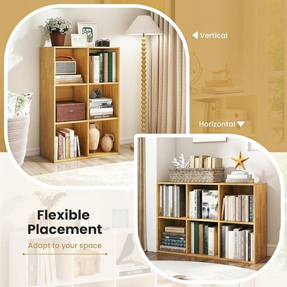 Giantex 6-Cube Bookcase, 3-Tier Cubby Bookshelf, Horizontal Vertical Display - Image 5