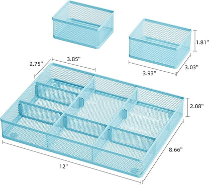 Marbrasse 3 Packs Desk Drawer Organizers, Metal Mesh Dividers - Image 3