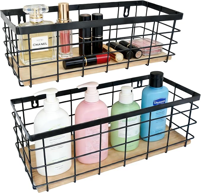 Metal Wire Basket for Kitchen Cabinet Pantry Bathroom Set of 2 | Detachable - Image 5