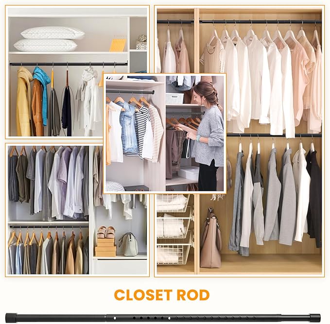 Oval Closet Rod for Hanging Clothes Adjustable Closet Rods 18 to 87 Inch Heavy - Image 7