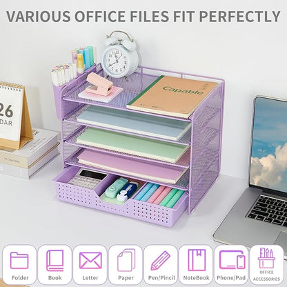 LEKETREE Desk Organizers and Accessories, 5-Tier Paper Letter Tray Organizer - Image 4