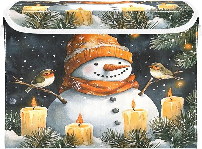 Watercolor Snowman Storage Bins by LLCxigua