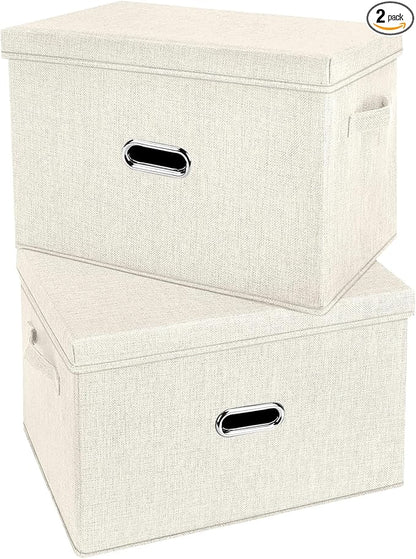 Large Linen Fabric Foldable Storage Bins by Unknown
