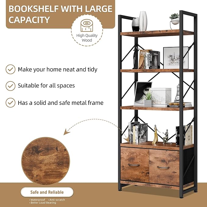 Vongrasig 5 Tier Bookshelf - Image 7