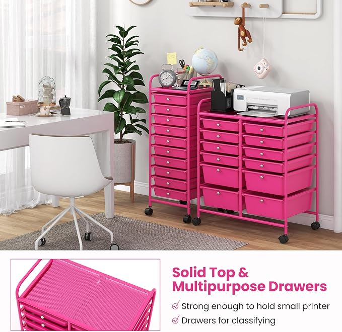 Giantex 12 Drawer Rolling Storage Cart Tools Scrapbook Paper Office School - Image 4